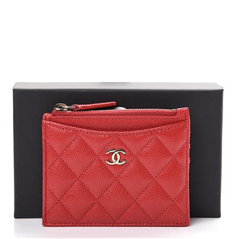 brand new authentic Chanel Caviar Quilted Zip Card Holder 